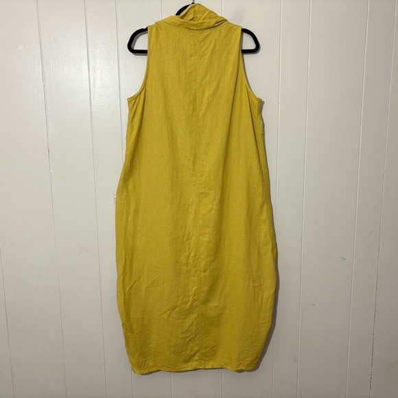 For Cynthia Rowley Linen Blend Dress Womens High Low Boho Yellow Size L - Picture 4 of 5